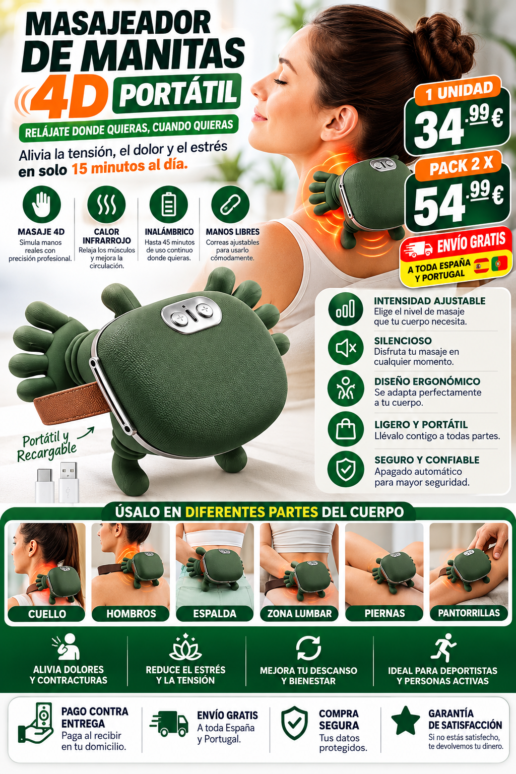 Masajeador Cuello y Espalda 4D