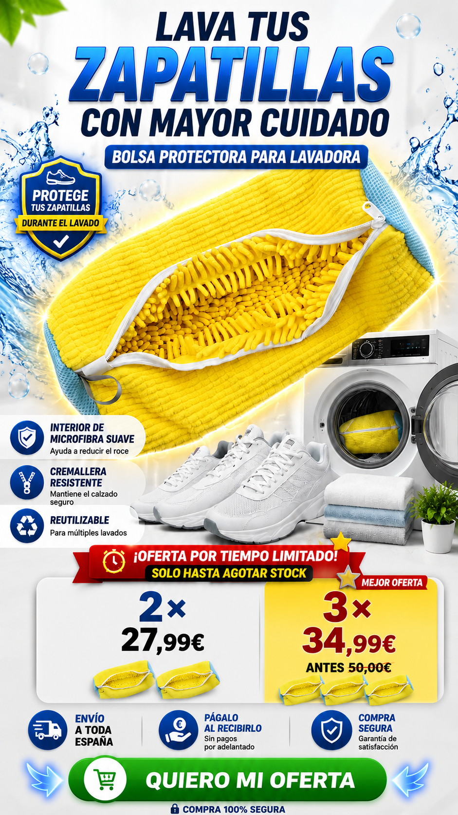 Bolsas protectoras para lavar zapatillas en lavadora